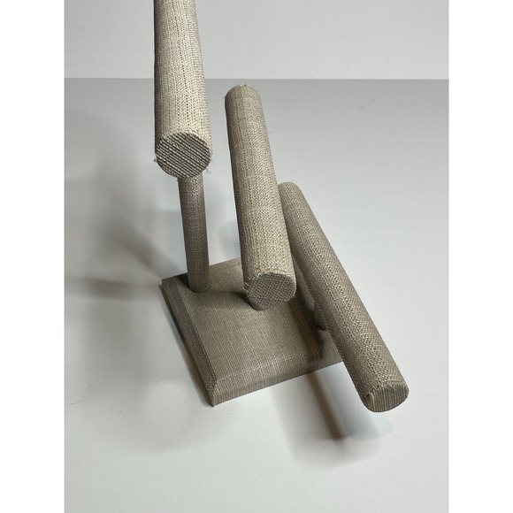 Triple Graduating T-Bar Jewelry Necklace Display Stand Beige Linen & Burlap - Picture 4 of 6